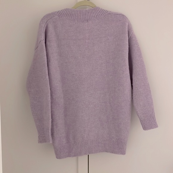 Mango chunky V neck sweater light purple size XS - Picture 2 of 3